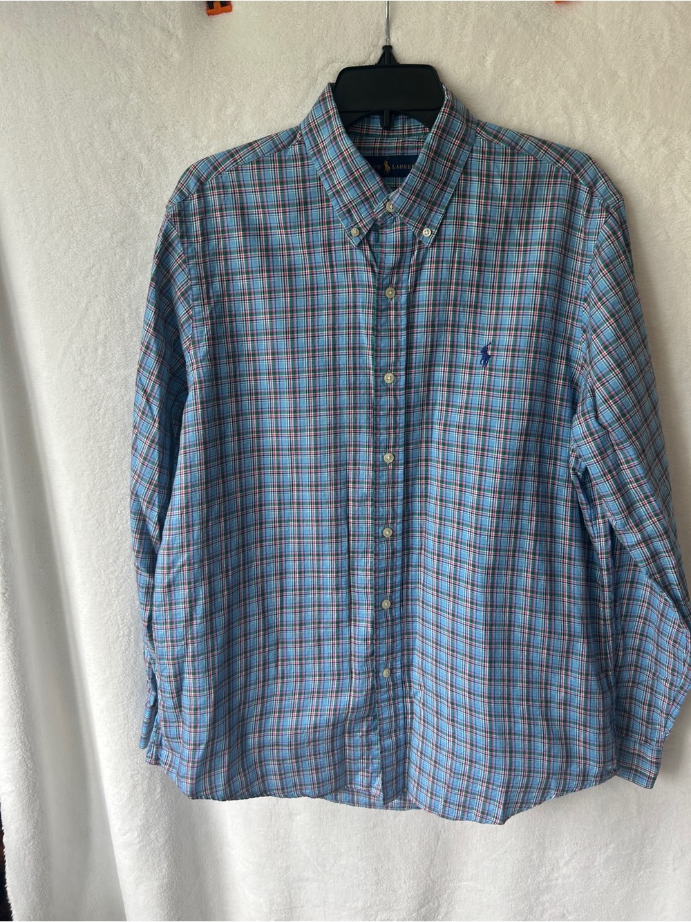 Ralph Lauren Blue and Red Plaid Button-Down Shirt